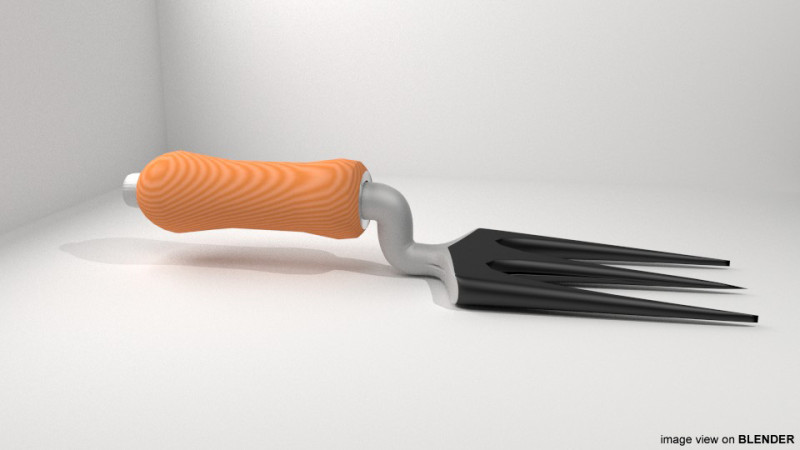 Gardening Tool - Handfork 3D Model .c4d .max .obj .3ds .fbx .stl .blend 