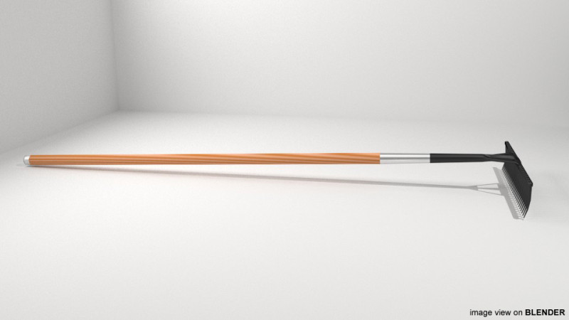 Gardening Tool - Rake 3D Model .c4d .max .obj .3ds .fbx .stl .blend 