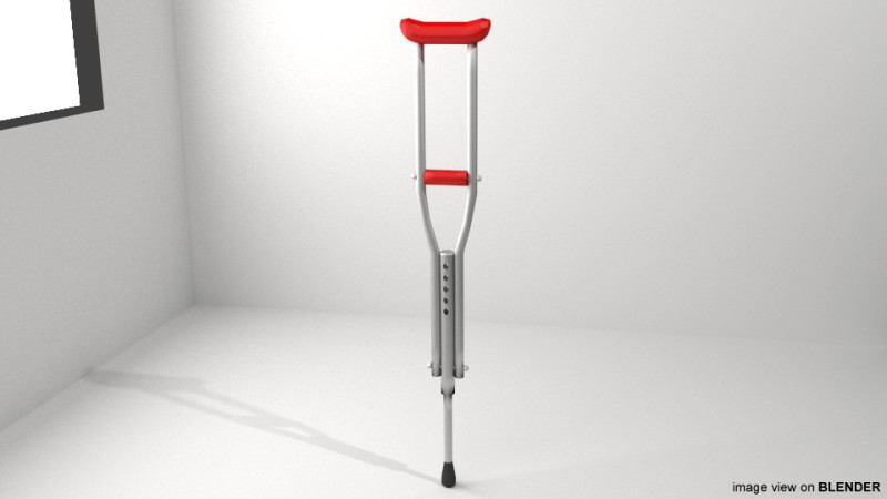 Walking Aids - Underarm Crutch 3D Model .c4d .max .obj .3ds .fbx .stl .blend 