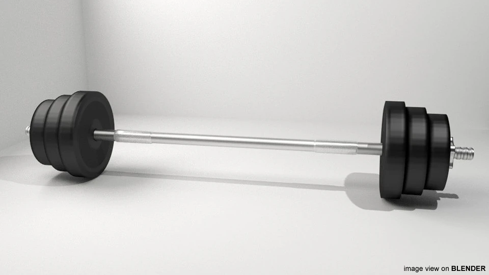 Exercise Equipment - Barbell 3D Model .c4d .max .obj .3ds .fbx .stl .blend 