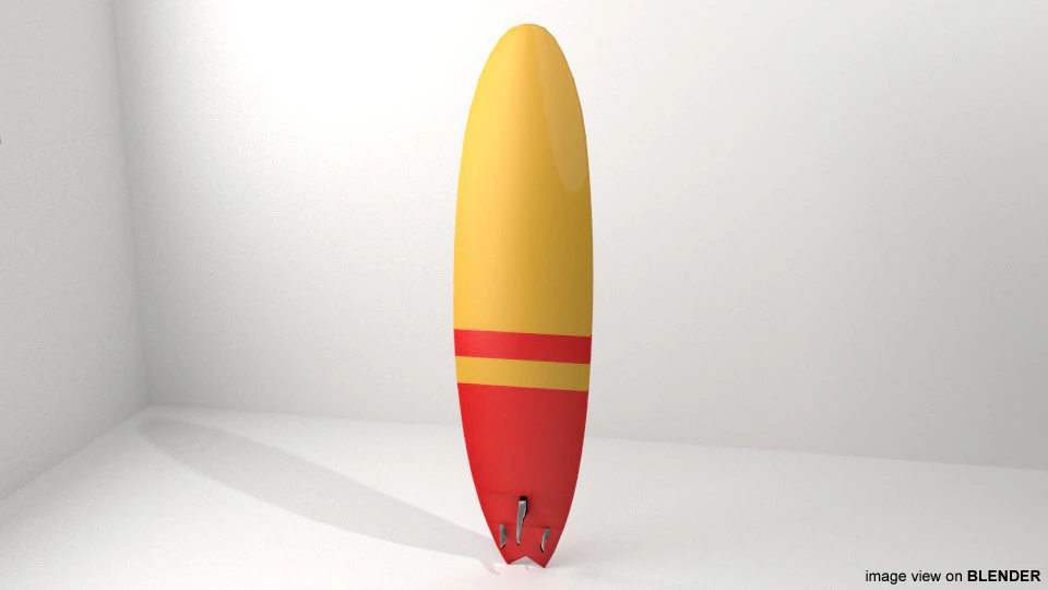 Surfboard - Type 2 3D Model .c4d .max .obj .3ds .fbx .stl .blend 