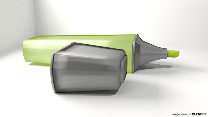Stationary - Highlight Pen 3D Model .c4d .max .obj .3ds .fbx .stl .blend 