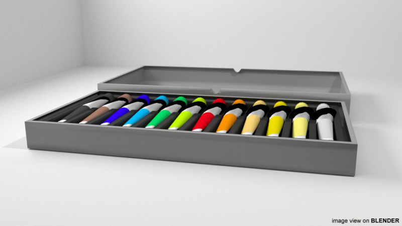 Drawing Tool - Water Color 3D Model .c4d .max .obj .3ds .fbx .stl .blend 