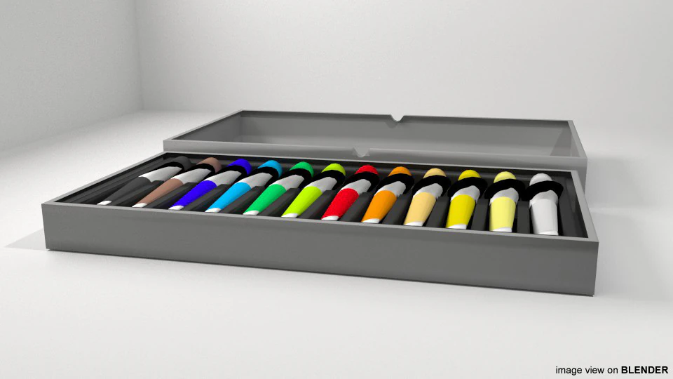 Drawing Tool - Water Color 3D Model .c4d .max .obj .3ds .fbx .stl .blend 