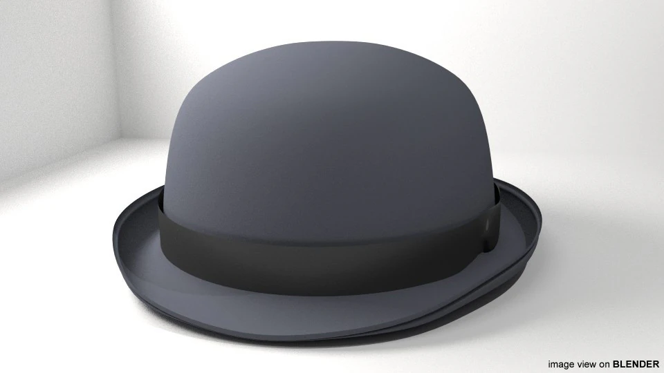 Hat - Bowler 3D Model .c4d .max .obj .3ds .fbx .stl .blend 