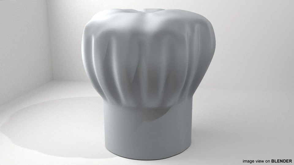 Hat - Chef Toque Type 2 3D Model .c4d .max .obj .3ds .fbx .stl .blend 