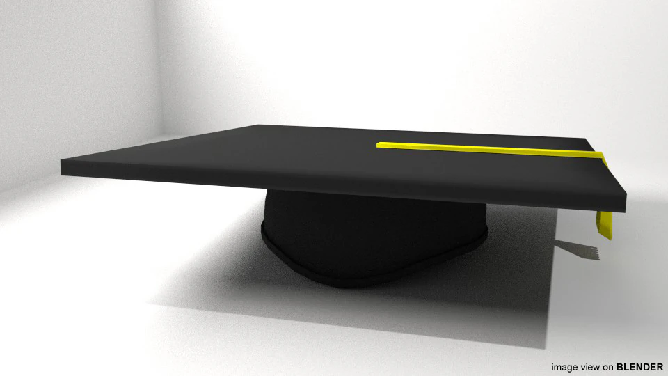 Hat - Mortarboard 3D Model .c4d .max .obj .3ds .fbx .stl .blend