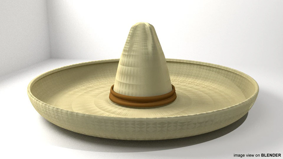 Hat - Sombrero 3D Model .c4d .max .obj .3ds .fbx .stl .blend 