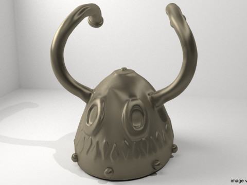 Ancient Combat Helmet - Celtic Horn 3D Model