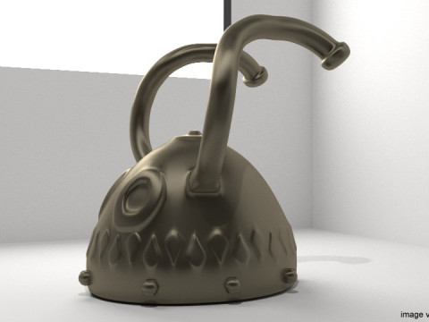 Ancient Combat Helmet - Celtic Horn Modèle 3D