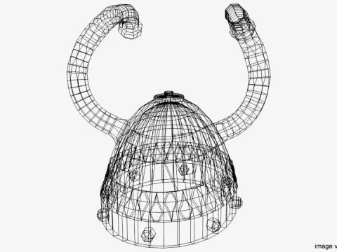 Capacete de Combate Antigo - Chifre Celta Modelo 3D