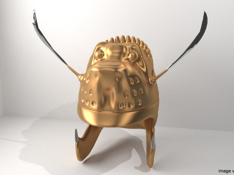 Ancient Combat Helmet - Macedonian Lionhead 3D Model