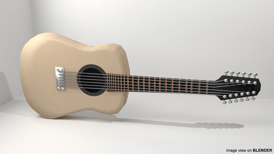 Guitar Acoustic - Type 1 3D Model .c4d .max .obj .3ds .fbx .stl .blend 