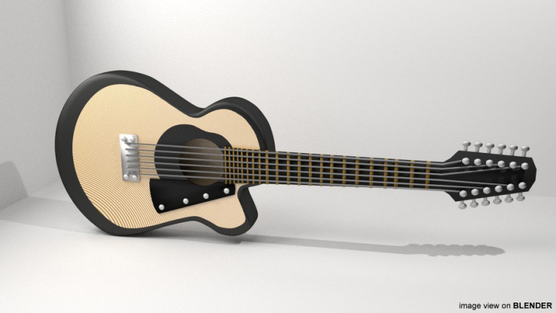Guitar Acoustic - Type 2 3D Модель .c4d .max .obj .3ds .fbx .stl .blend 