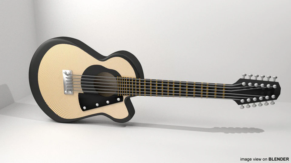 Guitar Acoustic - Type 2 3D Model .c4d .max .obj .3ds .fbx .stl .blend