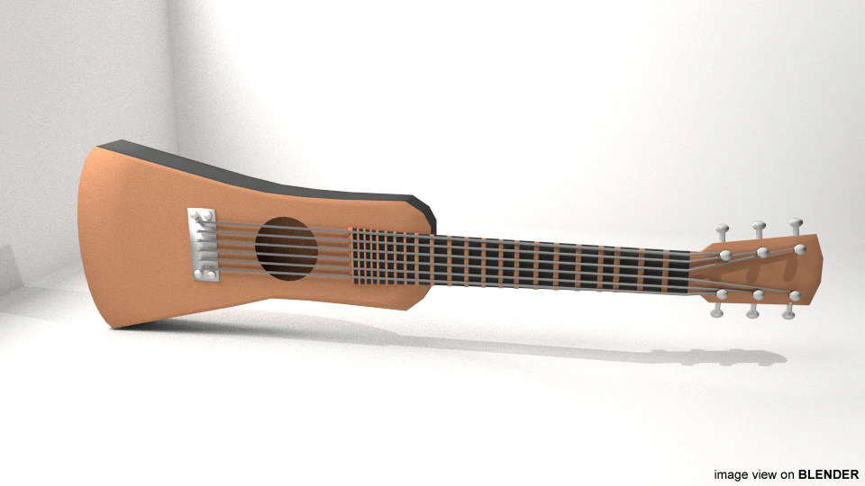 Guitar Acoustic - Type 3 3D Model .c4d .max .obj .3ds .fbx .stl .blend 