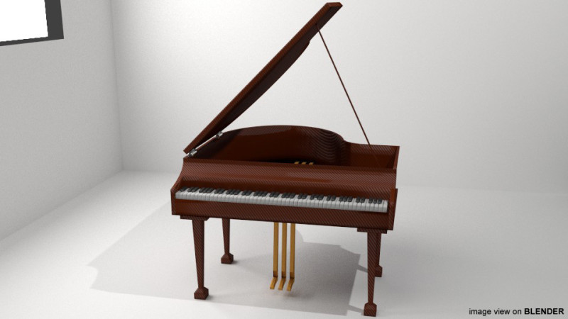 Piano - Grand 3D Model .c4d .max .obj .3ds .fbx .stl .blend