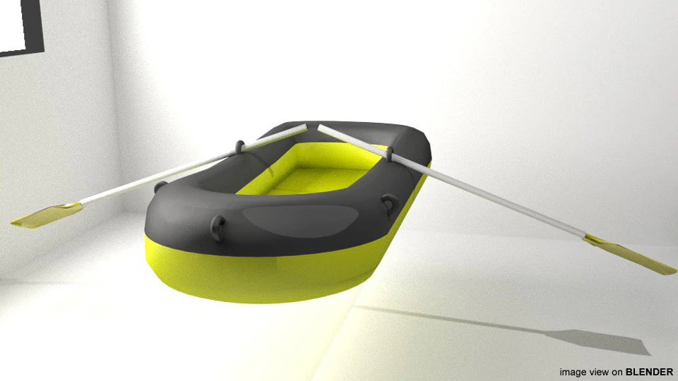 Inflatable Row Boat - Type 1 3D Model .c4d .max .obj .3ds .fbx .stl .blend