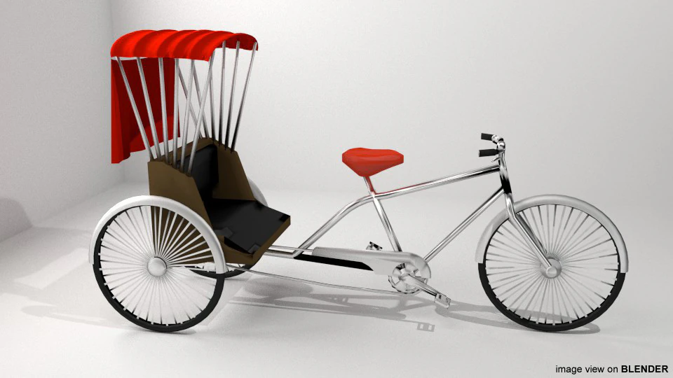 Rickshaw - Center-driver 3D Model .c4d .max .obj .3ds .fbx .stl .blend 