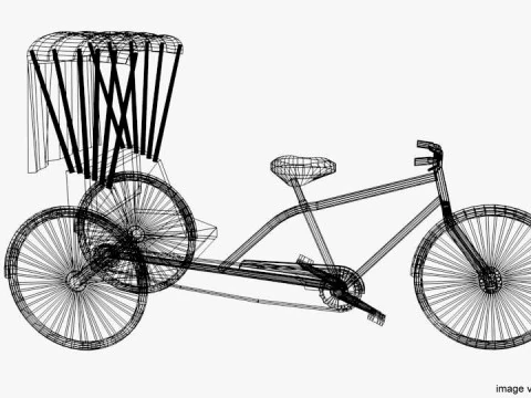 Rickshaw - Center-driver 3D Model