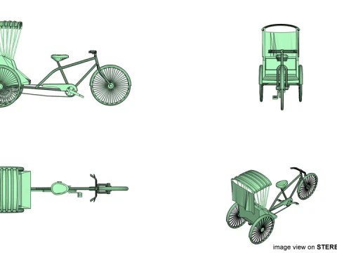 Rickshaw - Center-driver 3D Model
