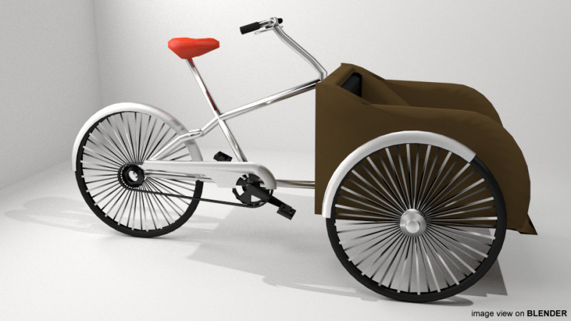 Rickshaw - Back-driver 3D मॉडल .c4d .max .obj .3ds .fbx .stl .blend 