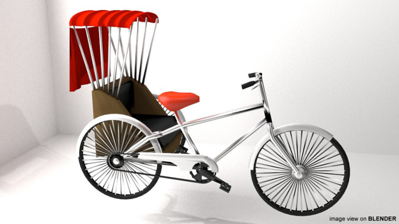 Rickshaw - Side-driver 3D Модель .c4d .max .obj .3ds .fbx .stl .blend 