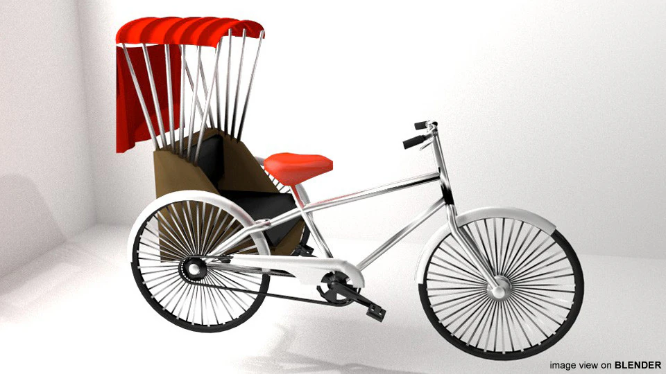 Rickshaw - Side-driver 3D Model .c4d .max .obj .3ds .fbx .stl .blend 