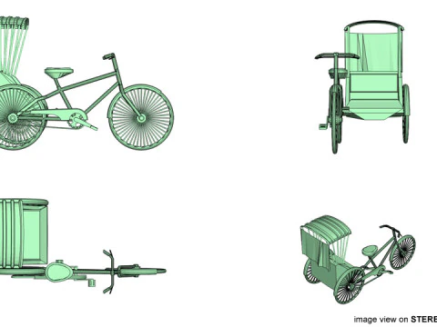 Rickshaw - Side-driver 3D Model