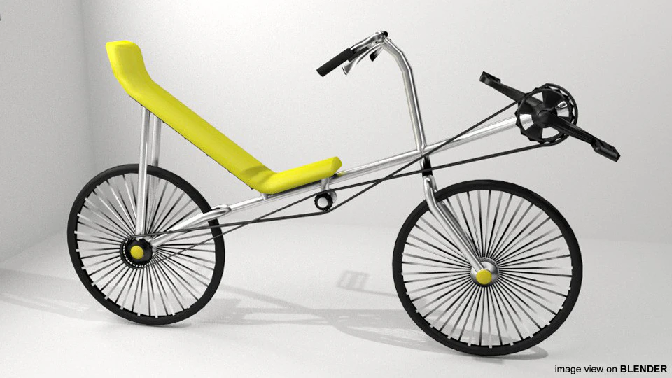 Bicycle - Recumbent 3D Model .c4d .max .obj .3ds .fbx .stl .blend 