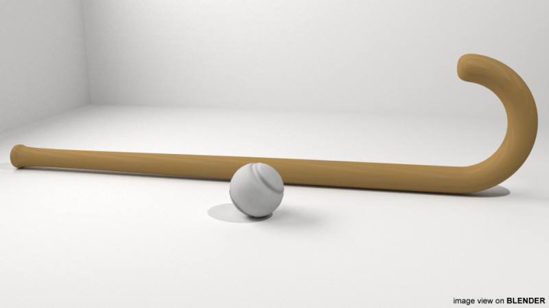 Sport Equipment - Grass Hockey 3D Модель .c4d .max .obj .3ds .fbx .stl .blend 