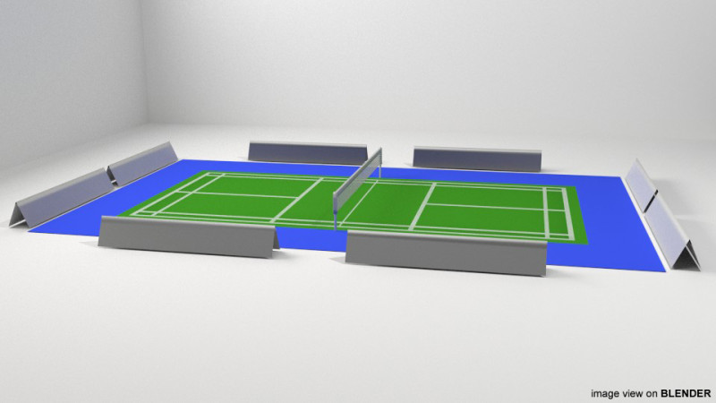 Game Court - Badminton 3D Модель .c4d .max .obj .3ds .fbx .stl .blend 