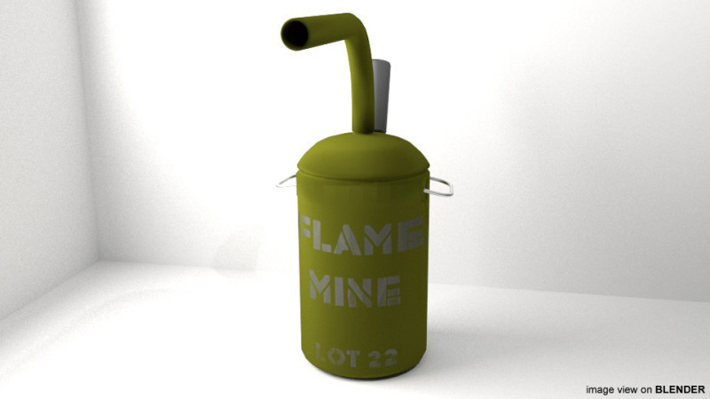 Landmine - Flame Mines Model 3D .c4d .max .obj .3ds .fbx .stl .blend 