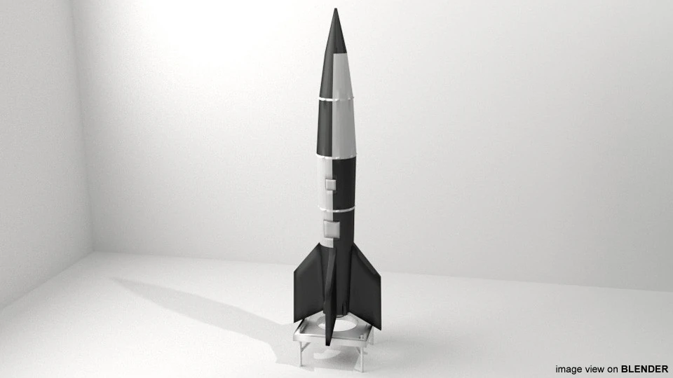 Rocket Missile - V2 3D Model .c4d .max .obj .3ds .fbx .stl .blend 