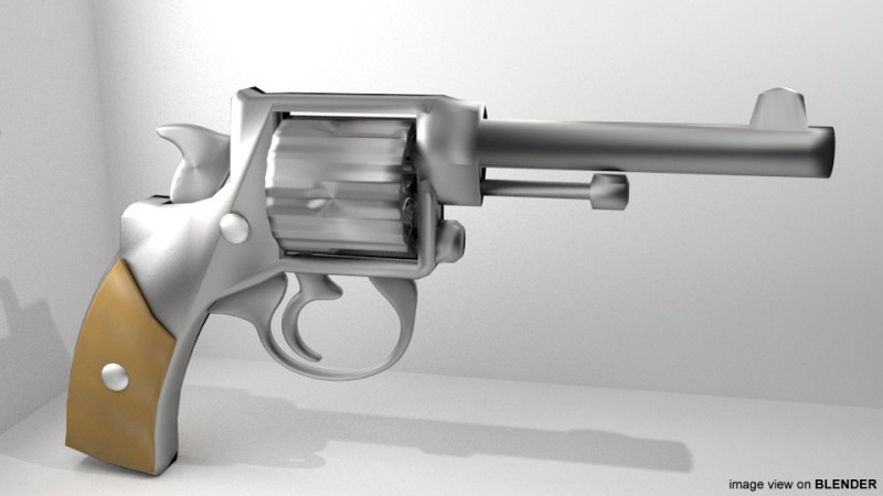 Revolver - Handgun Type 1 3D Model .c4d .max .obj .3ds .fbx .stl .blend 