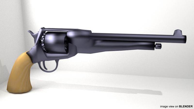 Revolver - Handgun Type 3 Model 3D .c4d .max .obj .3ds .fbx .stl .blend 