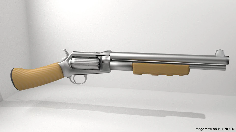 Revolver - Shortgun Type 2 3D Model .c4d .max .obj .3ds .fbx .stl .blend