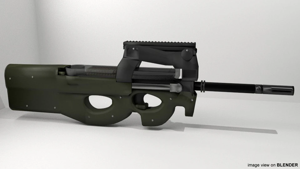 SMG - FN PS90 3D Model .c4d .max .obj .3ds .fbx .stl .blend