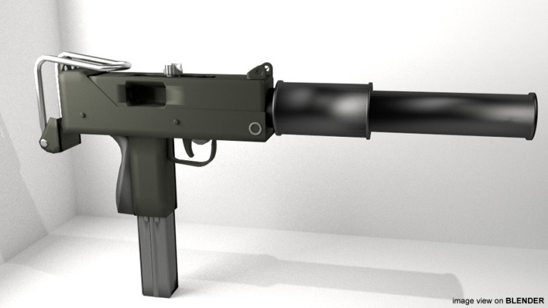 SMG - Mac10 Supression Model 3D .c4d .max .obj .3ds .fbx .stl .blend 