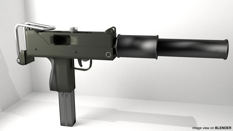 SMG &ndash; tłumik Mac 10 Model 3D .c4d .max .obj .3ds .fbx .stl .blend 