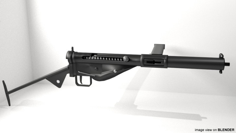 SMG - Sten Mark III 3D मॉडल .c4d .max .obj .3ds .fbx .stl .blend 