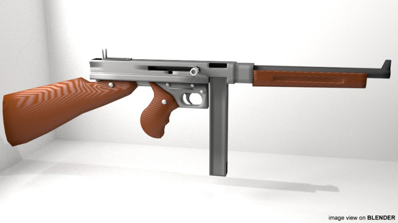 SMG - Thompson M1A1 3Dモデル .c4d .max .obj .3ds .fbx .stl .blend 