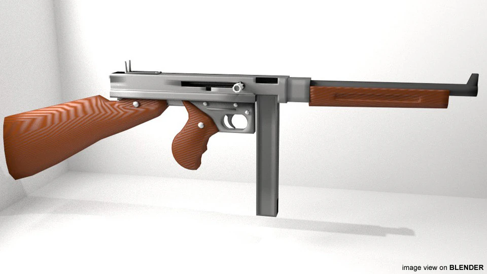 SMG - Thompson M1A1 3D Model .c4d .max .obj .3ds .fbx .stl .blend