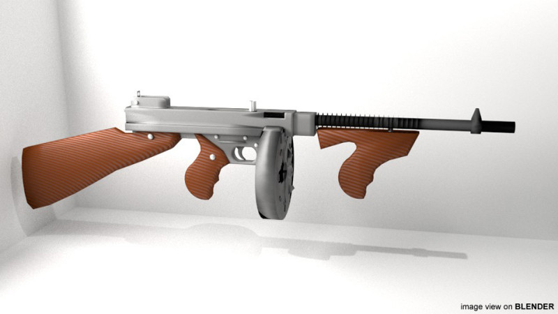 SMG - Thompson M1921 3D Модель .c4d .max .obj .3ds .fbx .stl .blend 