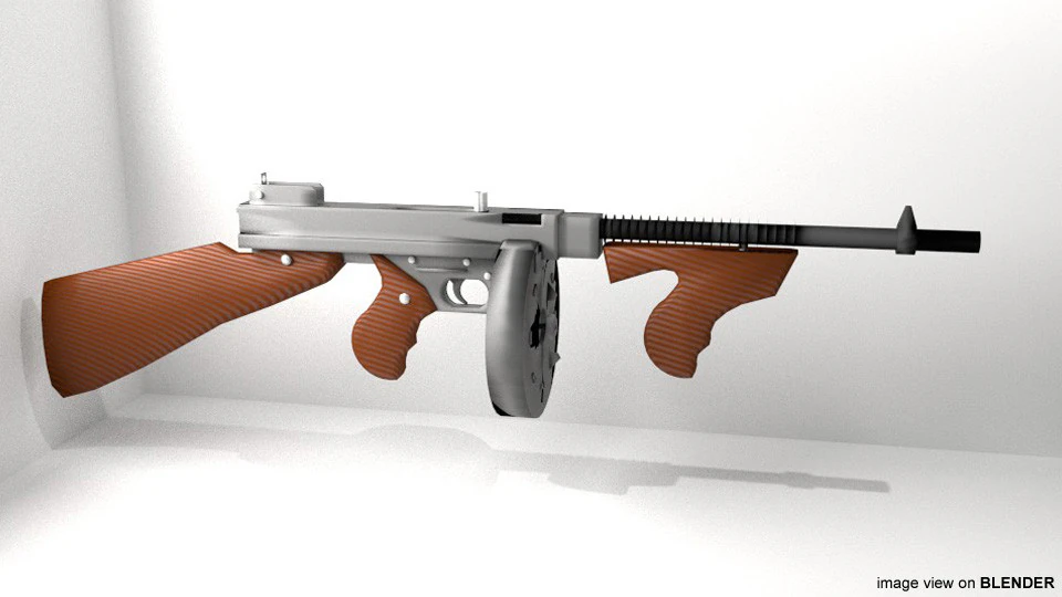 SMG - Thompson M1921 3D Model .c4d .max .obj .3ds .fbx .stl .blend 