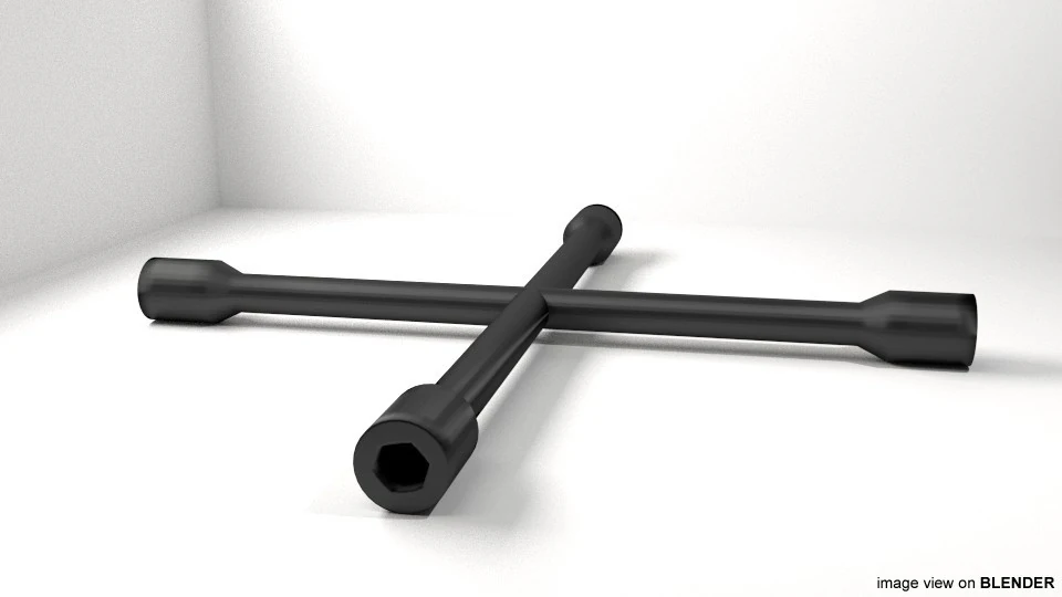 Mechanical Handtools - 4-way lug wrench 3D Model .c4d .max .obj .3ds .fbx .stl .blend 