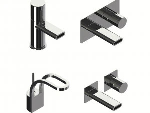 banyo bataryası seti modeli beyaz-siyah-krom 3D Model