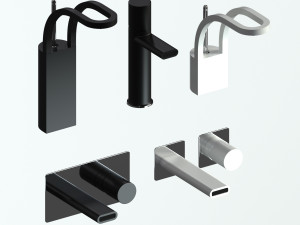 bathroom mixer set model white-black-chrome 3D-Modell