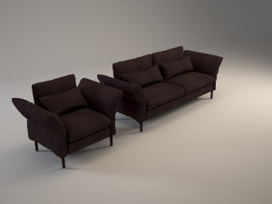 sofa and armchair 3D Model