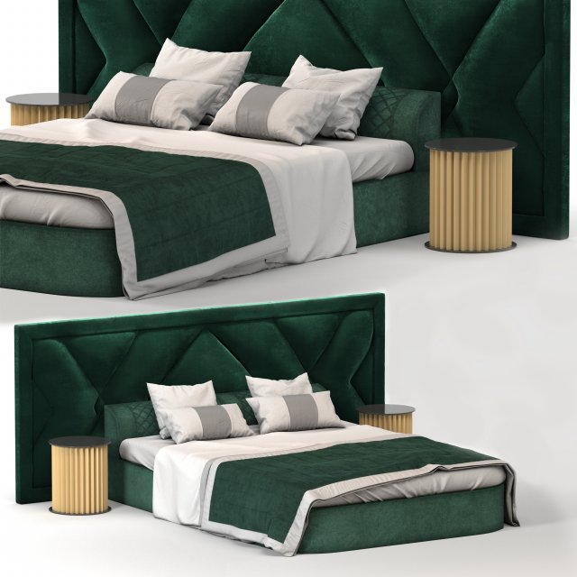 upholstered headboard bed modern 3Dモデル .c4d .max .obj .3ds .fbx .stl .blend 